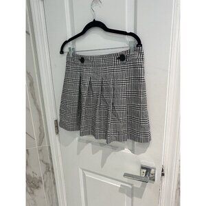 Topshop Women’s black white checked plaid wrapped button up mini skirt size 8